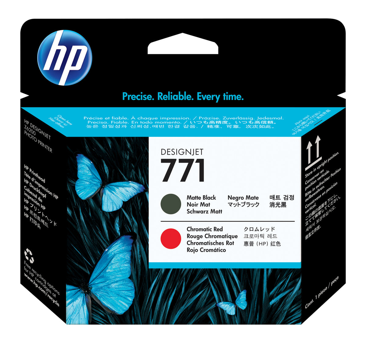 HP Cabezal de impresión DesignJet 771 negro mate y rojo cromático