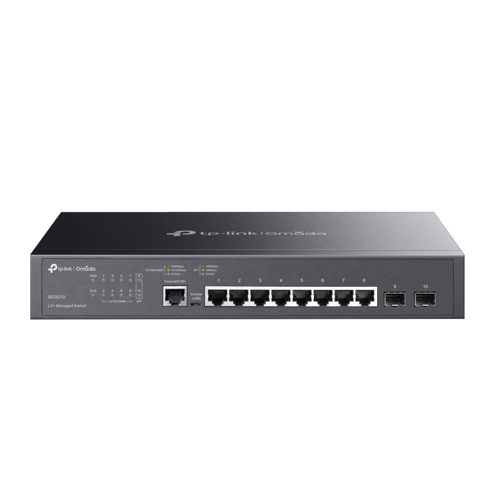 SWITCH TP-LINK SG3210 OMADA L2 CON 8 RJ45 GE 10/100/1000 MBPS ADMINISTRABLE 2 SFP GIGABIT 1 PUERTO DE CONSOLA