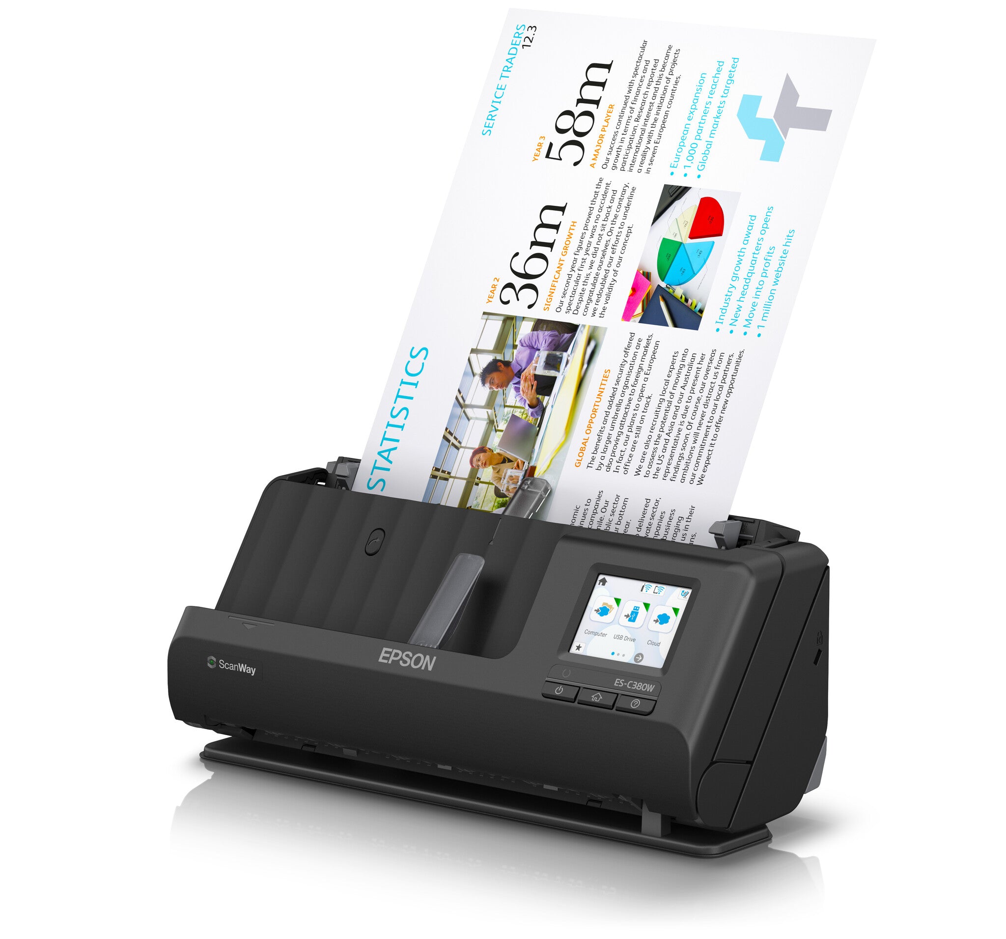 Epson ES-C380W ADF + Escáner de alimentación de hojas 600 x 600 DPI A4 Negro