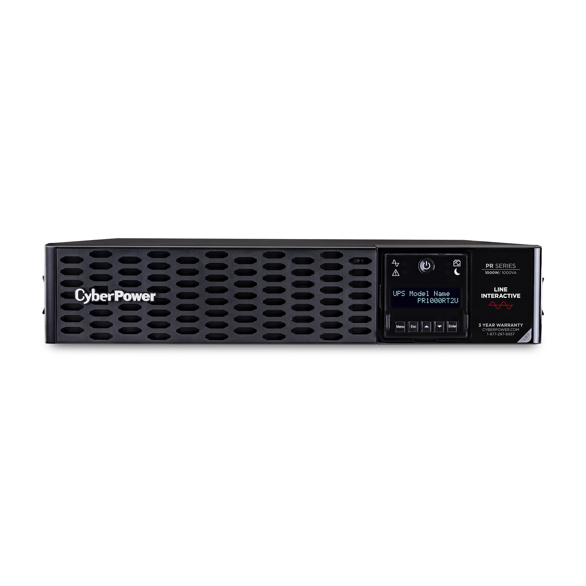 UPS de 1000 VA /1000 W, Topología Línea Interactiva, Entrada 120 Vca NEMA 5-15P, Onda Senoidal Pura, Torre o Rack 2 UR, Con 8 Tomas NEMA 5-15R