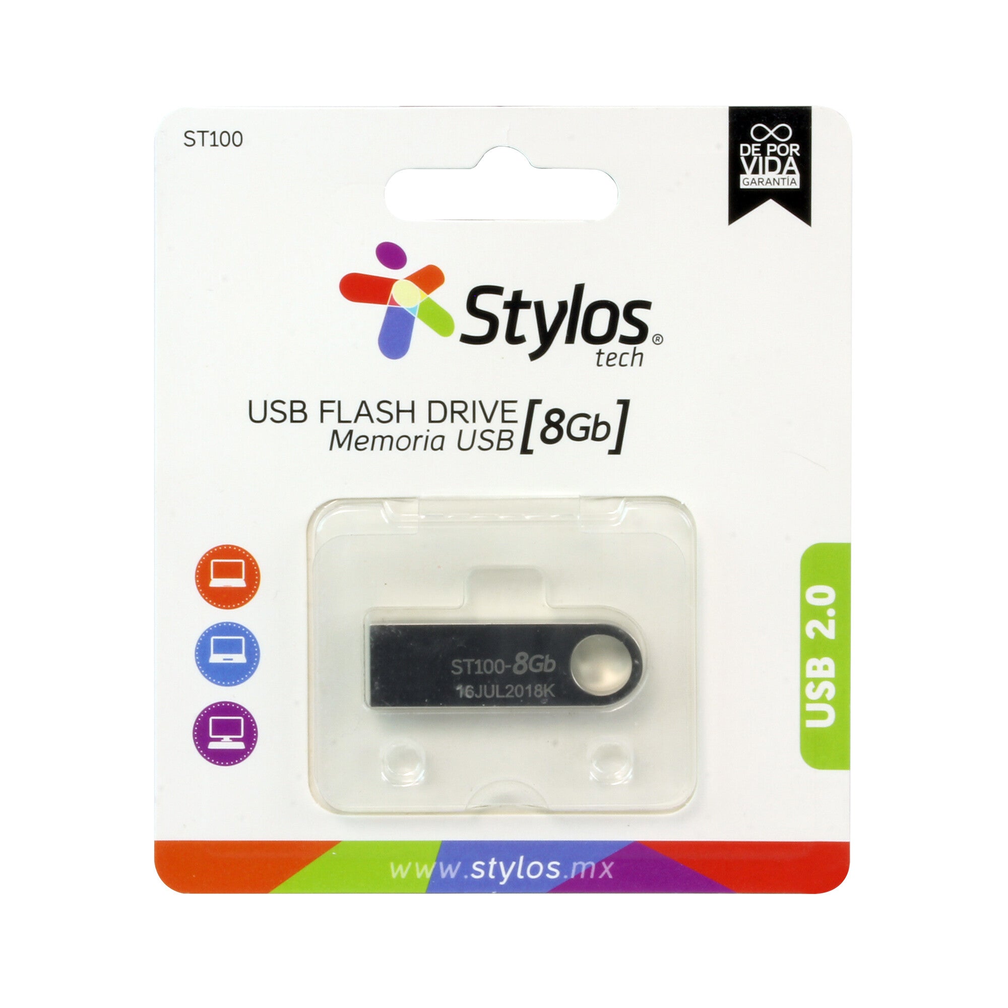 Stylos STMUSB1B unidad flash USB 8 GB USB tipo A 2.0 Plata