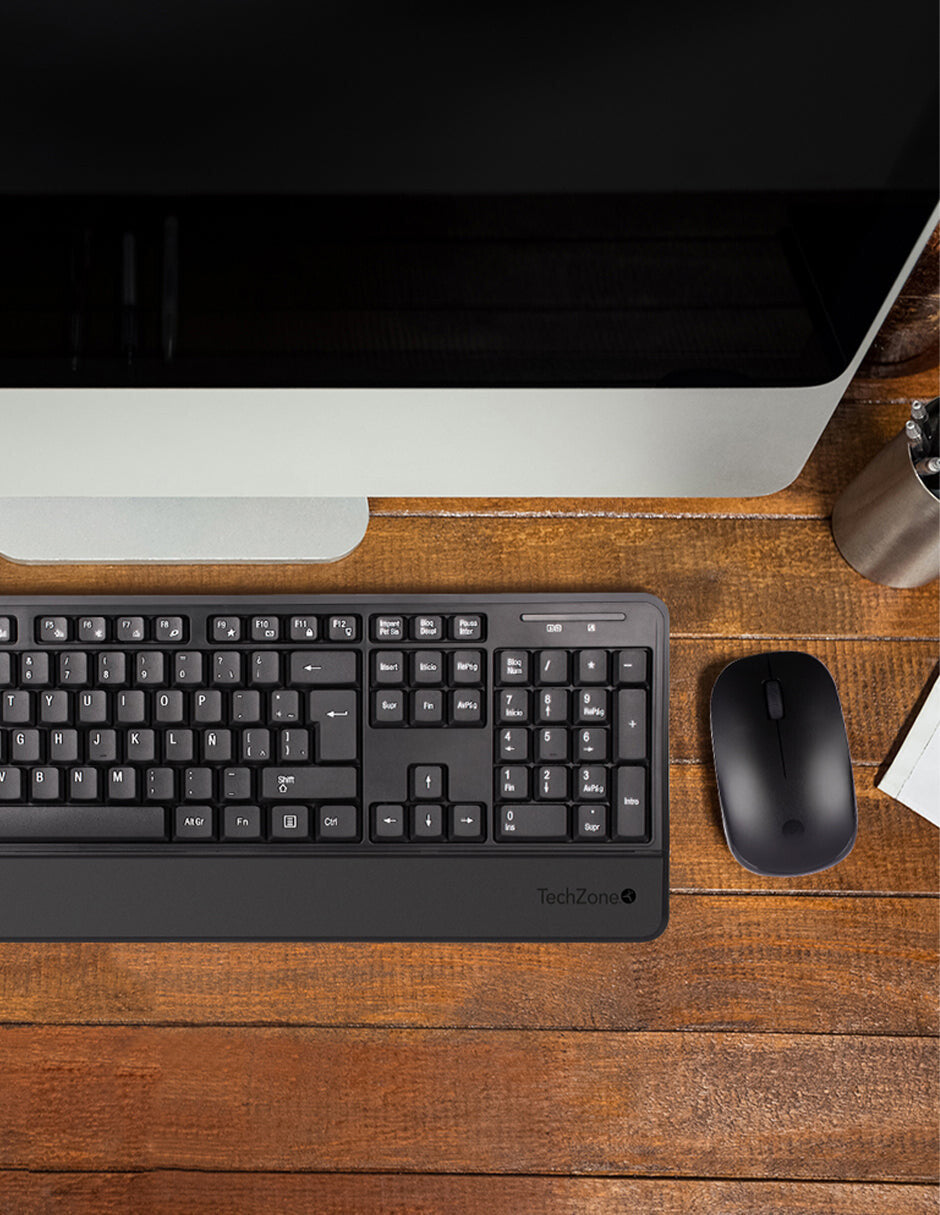 TechZone TZCOMBINA07 teclado Ratón incluido Hogar RF inalámbrico QWERTY Negro