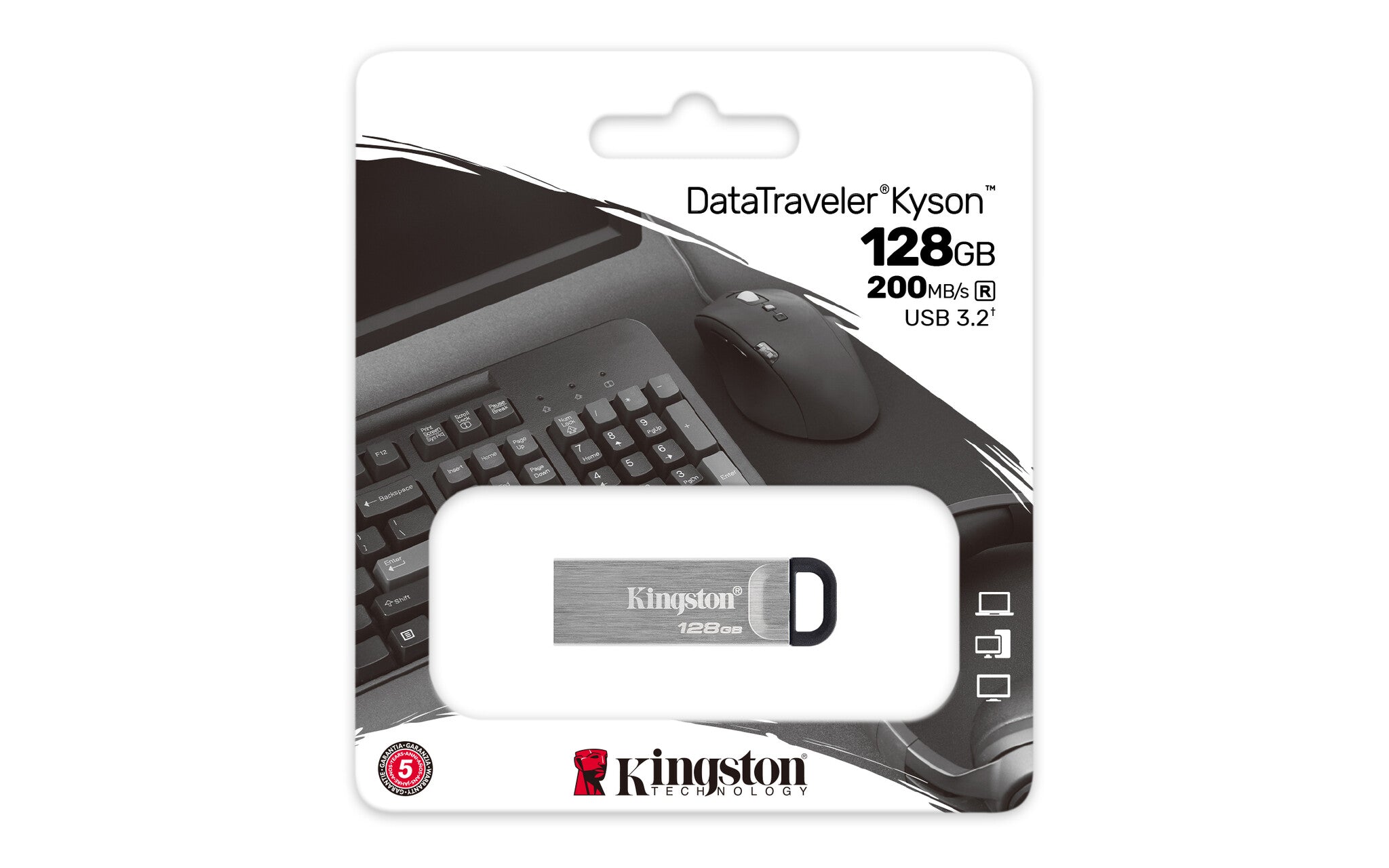 Kingston Technology DataTraveler Kyson unidad flash USB 128 GB USB tipo A 3.2 Gen 1 (3.1 Gen 1) Plata