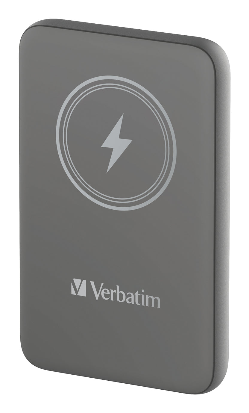 Cargador Verbatim Charge and Go Power Bank Carga Inalámbrica 10000mAh Magnetica Color Gris