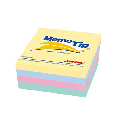 JANEL STICKY NOTES MINI CUBE PASTEL 2X2 W/400