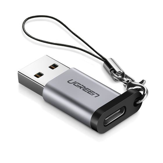 Adaptador USB 3.0 Macho a USB-C 3.1 Tipo C Hembra |Carga y Sincronización de Datos | Admite Corriente de 3A | Transferencia de hasta 5 Gbps | Amplia Compatibilidad | Chip VL160 | Caja de Aluminio | Color Gris