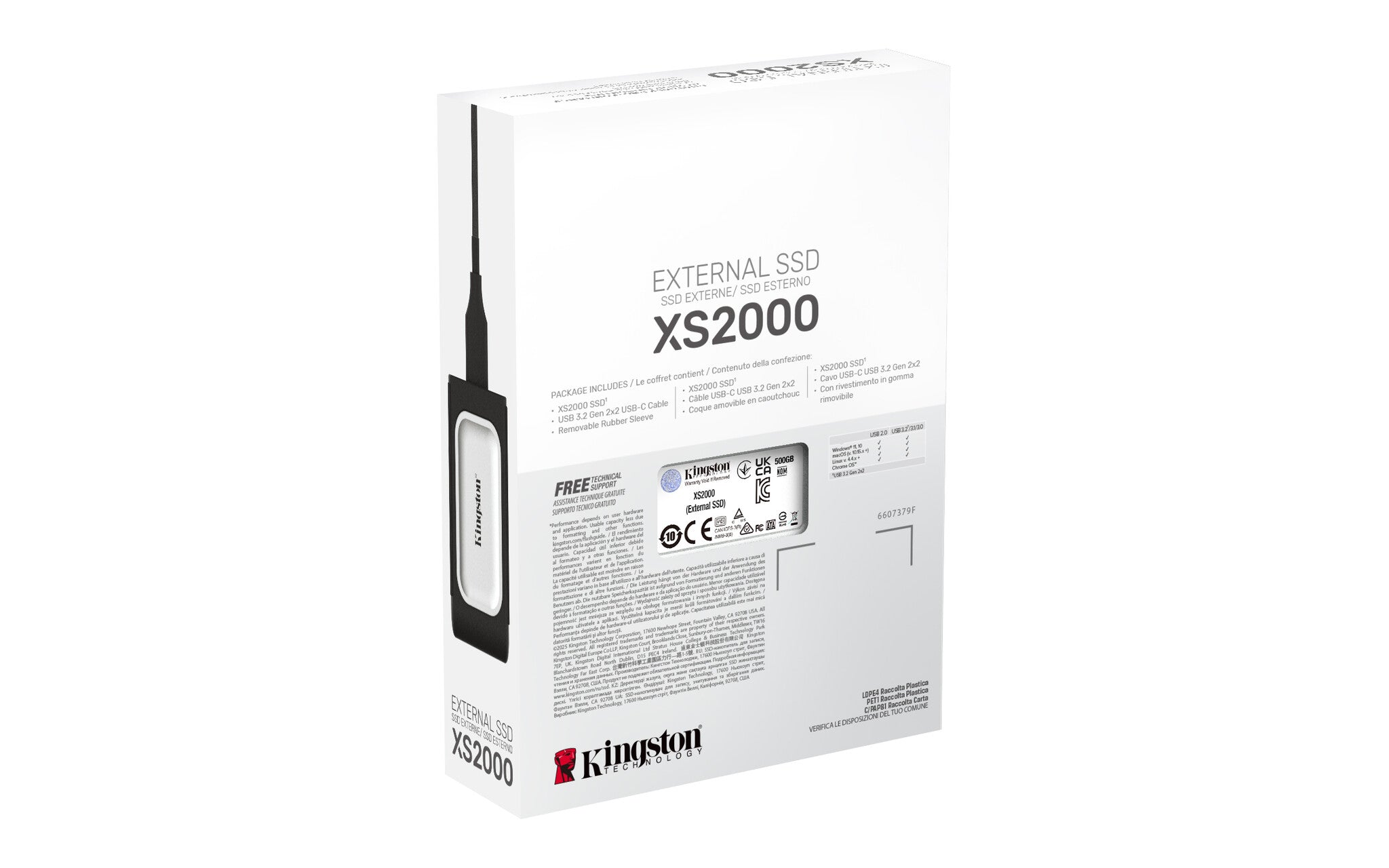 Kingston Technology XS2000 500 GB USB Tipo C 3.2 Gen 2 (3.1 Gen 2) Negro, Plata
