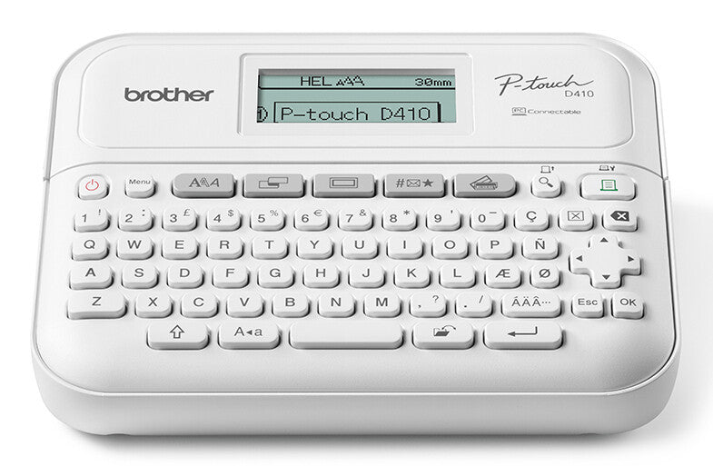 Brother PT-D410 impresora de etiquetas Transferencia térmica 180 x 180 DPI 20 mm/seg Alámbrico TZe QWERTY