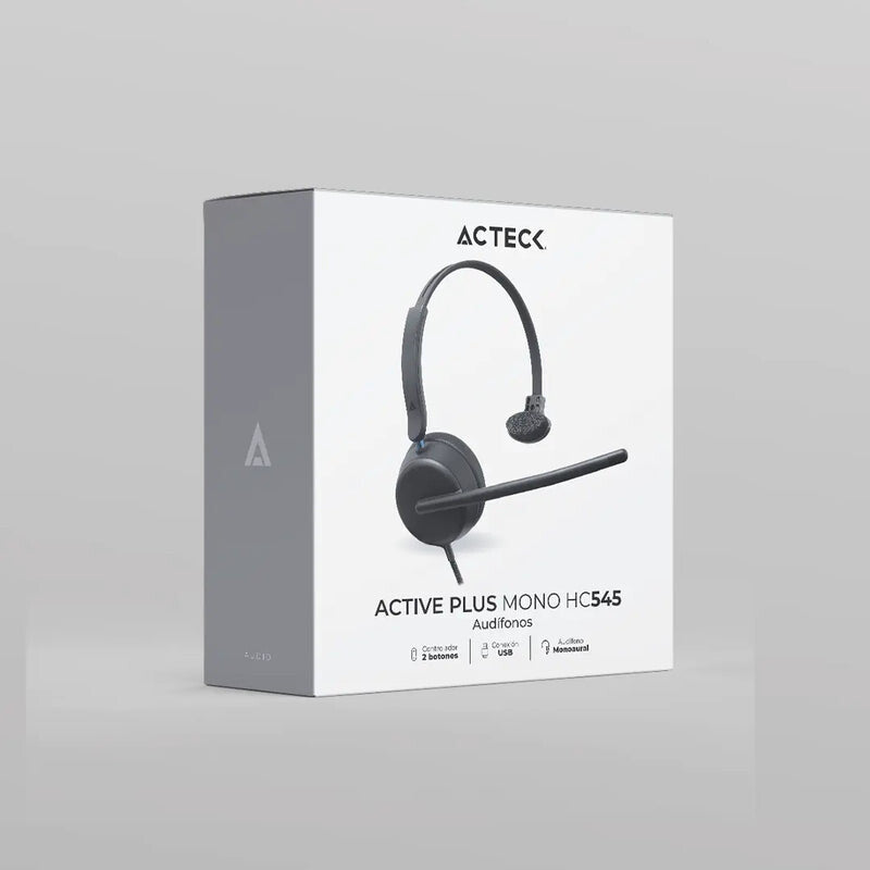 Acteck Active Pro HC545 Auriculares Alámbrico Diadema Oficina/Centro de llamadas USB tipo A Negro