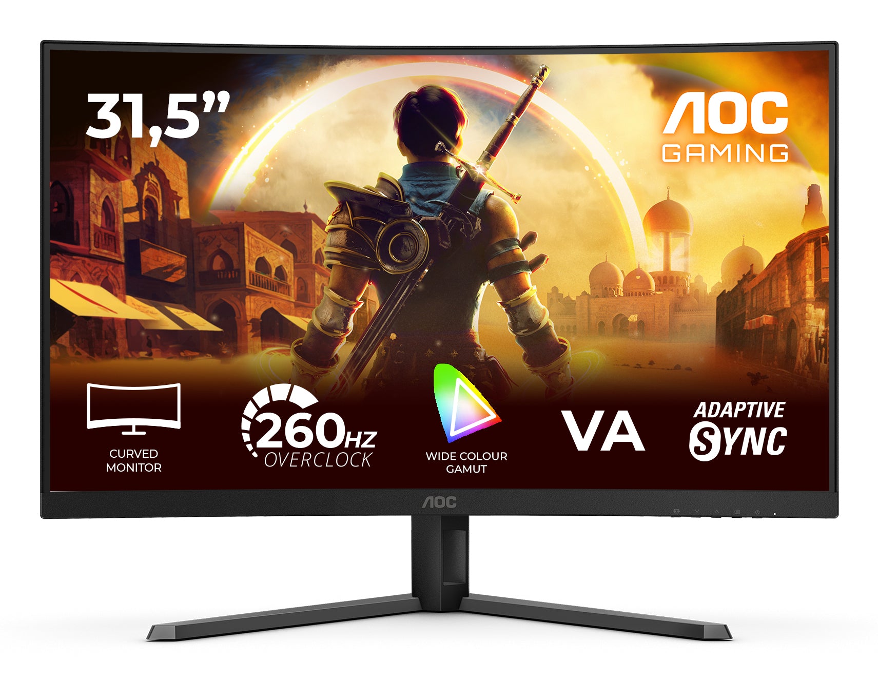 MONITOR AOC GAMER CURVO 32 / C32G42ZE / PANEL VA / 240 HZ / T.R. 4 MS GTG / 0.3 MS MPRT / ADAPTIVE SYNC  / HDMI / VGA / DP / ASPECTO 16:9 / RESOLUCION 1920 X 1080 / BRILLO 300 CD/M2 / VESA