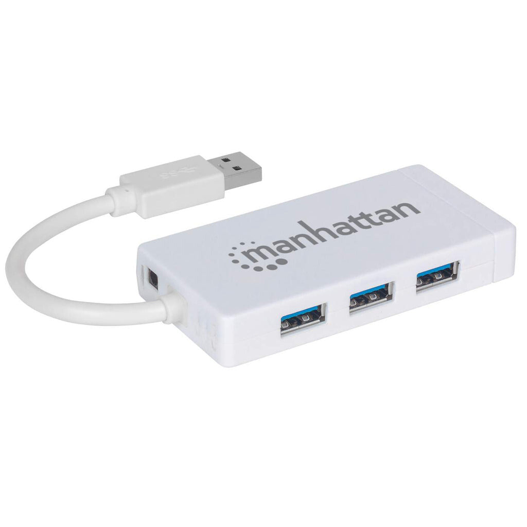 Manhattan Hub de 3 puertos USB 3.0 con Adaptador Gigabit Ethernet
