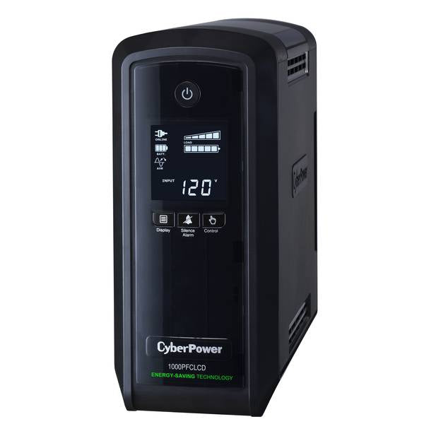 NOBREAK CYBERPOWER CP1000PFCLCD 1000VA / 600W, LCD INTELIGENTE, ONDA SENOIDAL PURA PFC, AVR, TORRE, 10 NEMA 5-15R, 5 RESPALDO Y 5 SUPRESIN, 3 AÑOS DE GARANTA EN BATERA Y EQUIPO.
