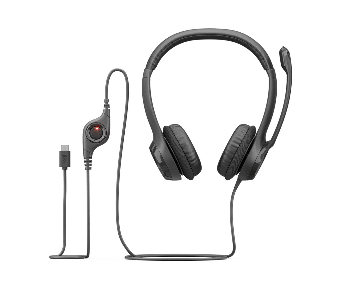 Logitech Audífonos con micrófono USB H390 para computadora, Black, USB-C