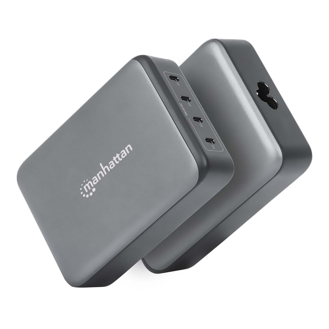 Manhattan Cuatro puertos USB-C PD con hasta 140 W por puerto, 240 W de salida total, Power Delivery 3.1, negro