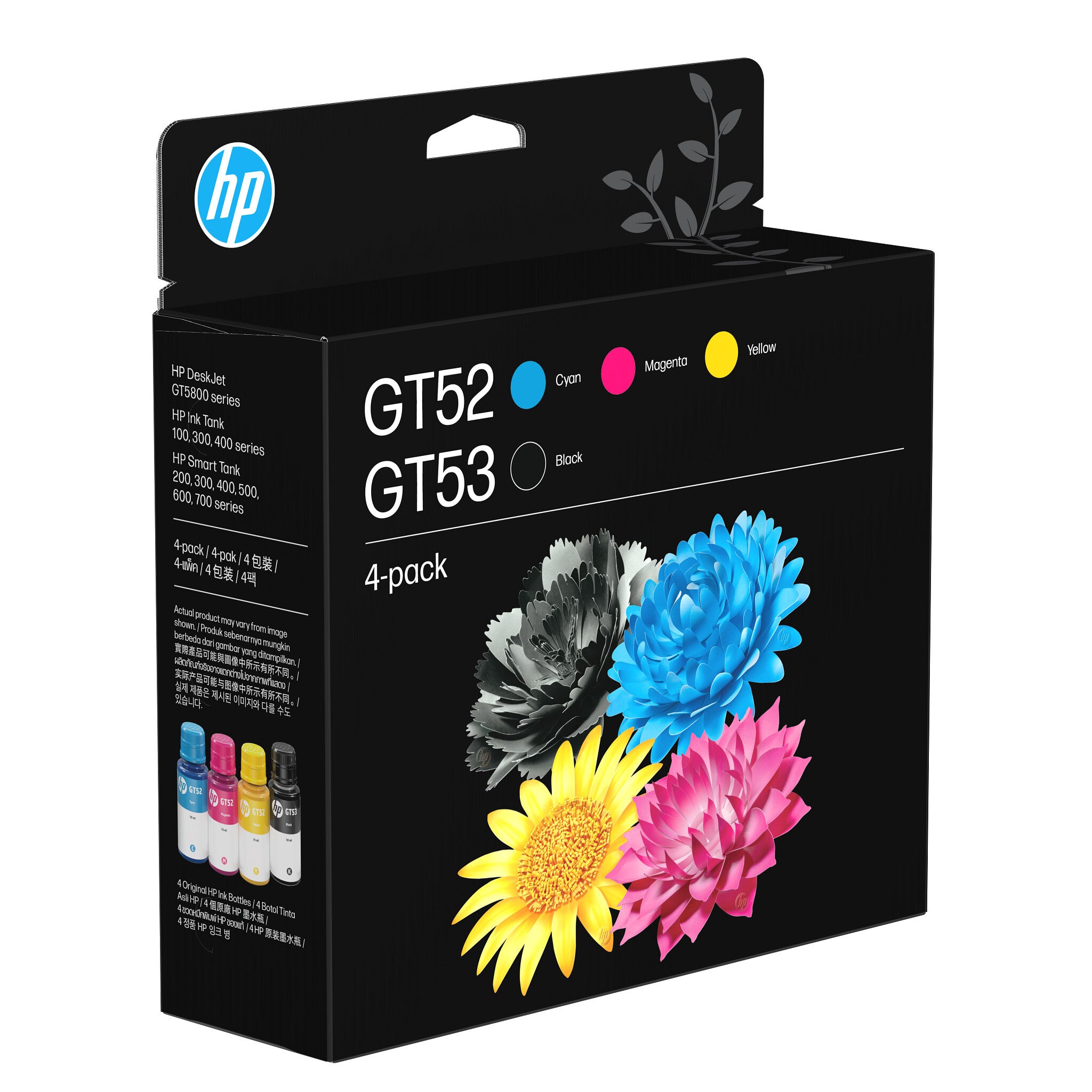 HP Combo de botella de tinta GT53/GT52, pack de 4