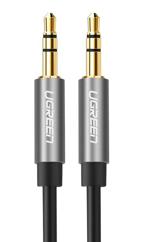 Cable Auxiliar 2 Metros / Conector 3.5mm a 3.5mm / Macho a Macho / Cubierta de TPE / Carcasa de Aluminio / Color Negro