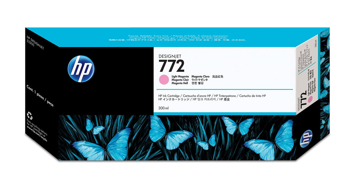 HP Cartucho de tinta DesignJet 772 de 300 ml, magenta claro