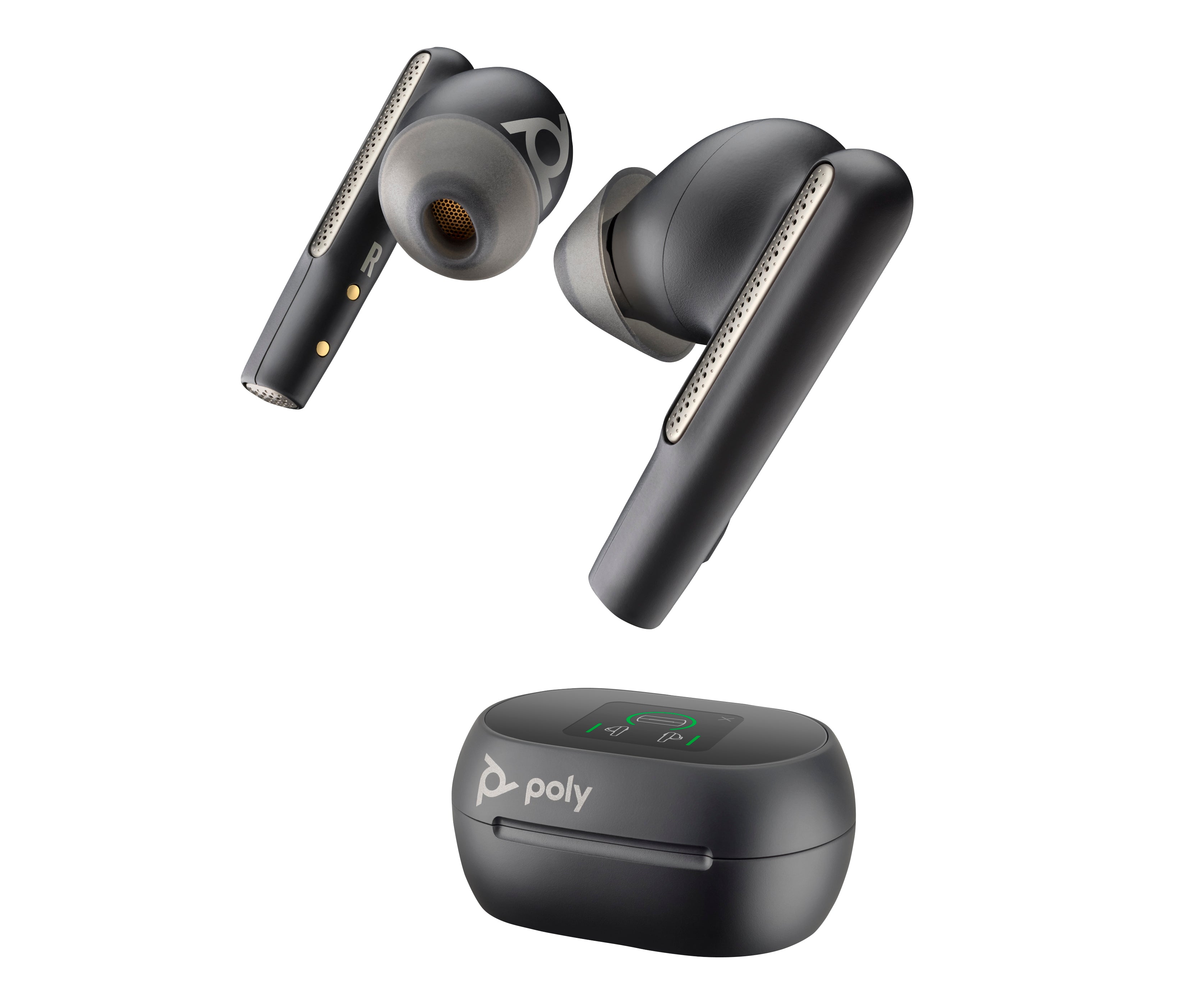 Poly Voyager Free 60+ UC Carbon Black Headphones + USB-A BT700 Adapter + Touchscreen Charging Case