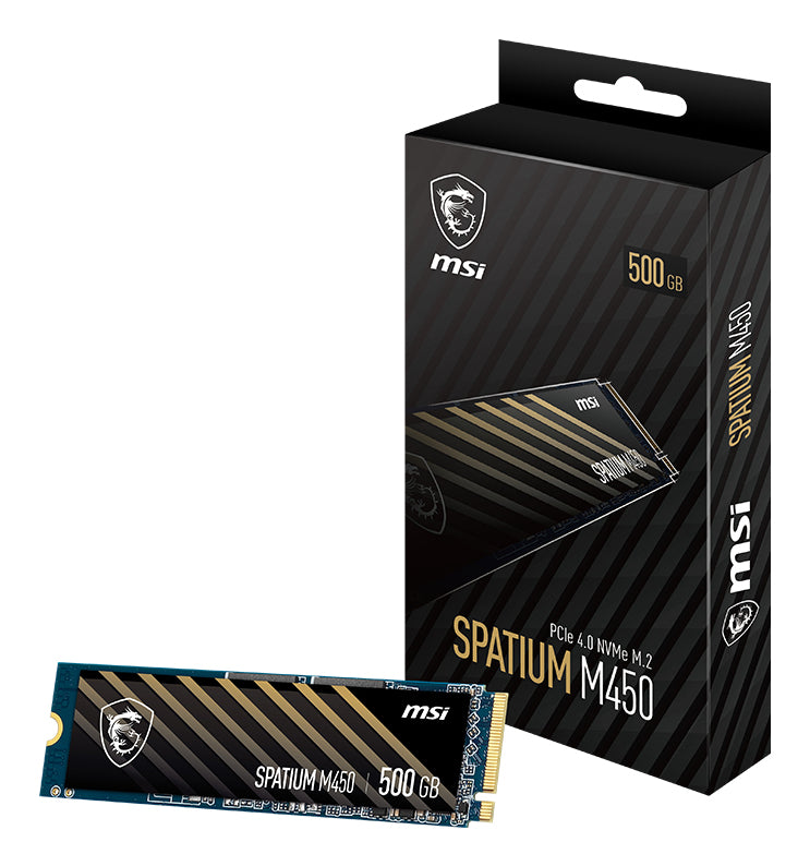 UNIDAD DE ESTADO SOLIDO SSD INTERNO MSI SPATIUM M450 500 GB M.2 2280 PCIE GEN4X4, NVME 1.4 LEC 3600 / ESC 2300 MB/S SPATIUM M450 PCIE 4.0 NVME M.2 500GB