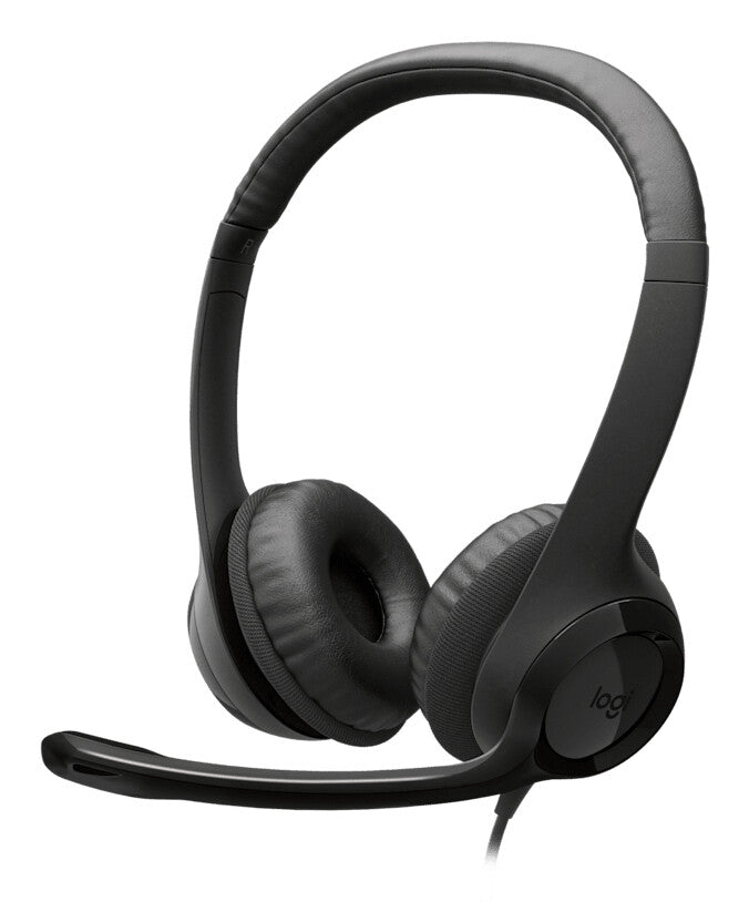Logitech Audífonos con micrófono USB H390 para computadora, Black, USB-C