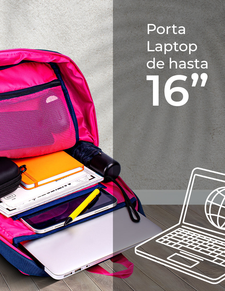 TechZone TZLBP26-A mochila Azul, Gris, Rosa Poliéster