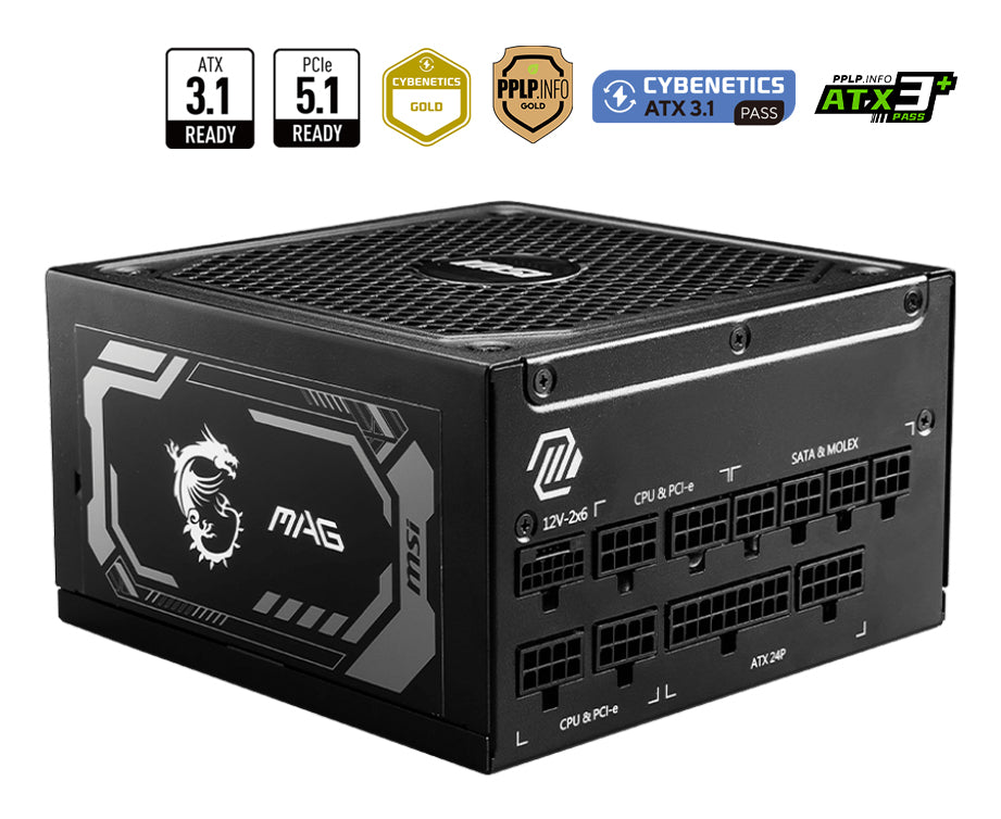 Fuente de Poder 1250W MSI MAG A1250GL PCIE5 80 PLUS Gold ATX Modular 24-pin ATX 135mm
