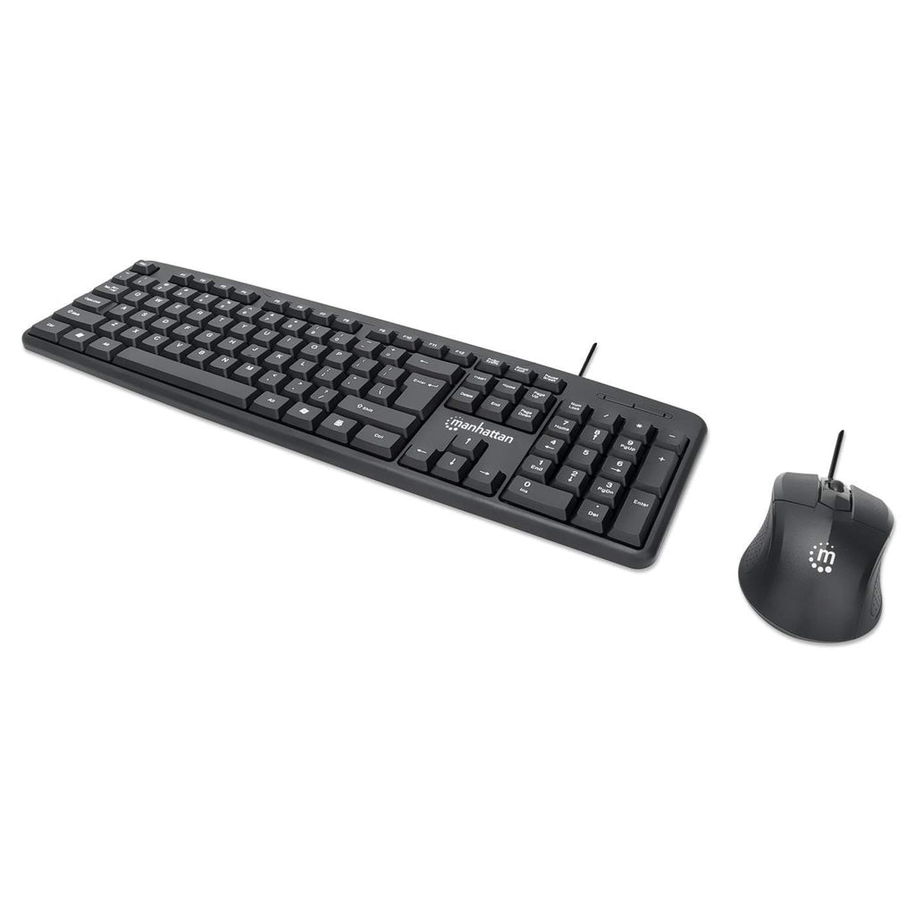 Kit Teclado y Mouse Manhattan Óptico Cableado 1000 ppp Color Negro