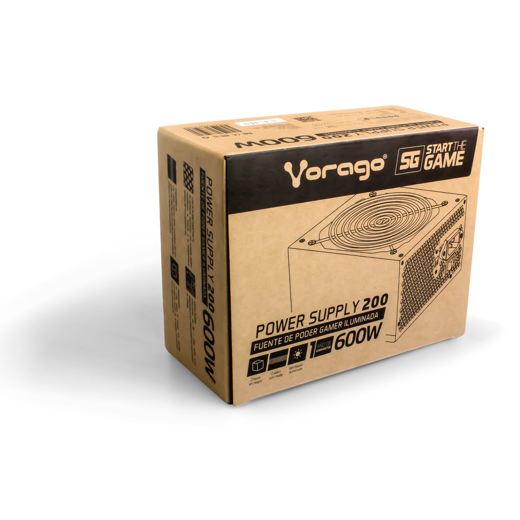 Vorago PSU-200 unidad de fuente de alimentación 600 W 20+4 pin ATX ATX Negro