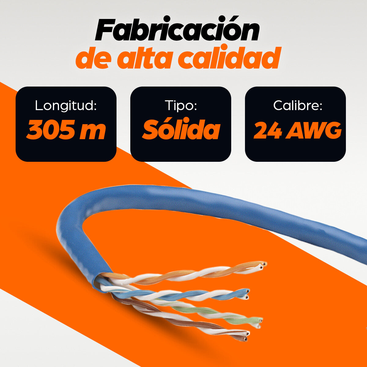 Intellinet Bobina de cable UTP Cat5E CCA, Sólida, 305 m, PYME