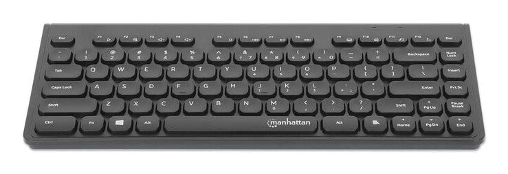 Manhattan Mini teclado USB inalámbrico, 12 teclas multimedia/funcionales, nano receptor USB-A, compacto, formato de perfil delgado, para PC y laptops, negro