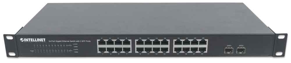 Intellinet Switch de 24 Puertos Gigabit Ethernet con 2 puertos SFP