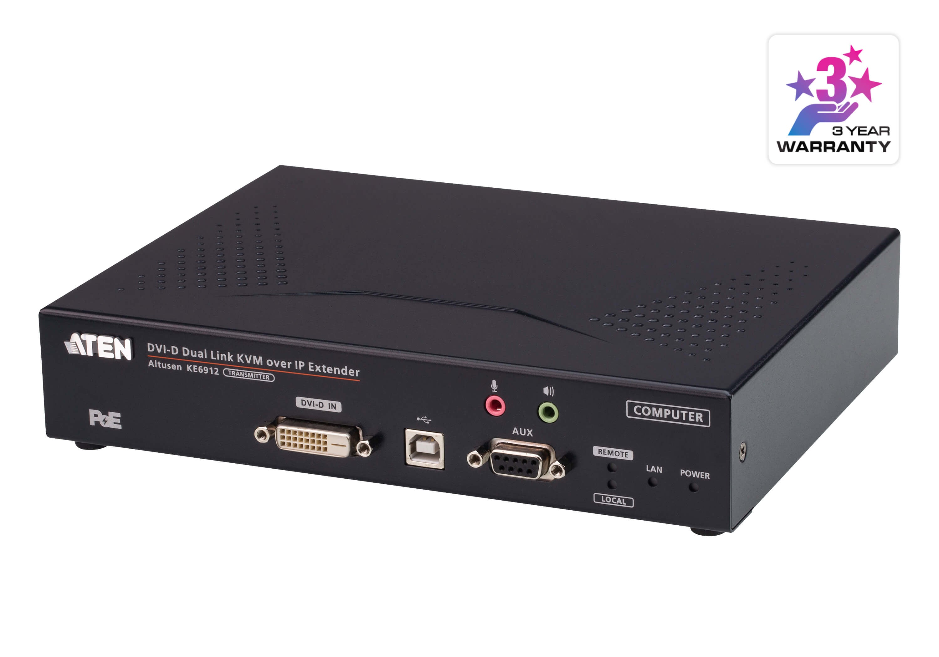 Transmisor KVM sobre IP DVI-D Dual Link 2K | Resolución 2560x2048 @ 50Hz | Zero Latency | SFP Fiber 10 km | Dual Power o PoE | Aplicaciones ATC | Matrix System