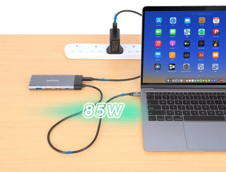 Manhattan 130714 base para laptop o replicador de puertos Alámbrico USB 3.2 Gen 2 (3.1 Gen 2) Type-C Gris