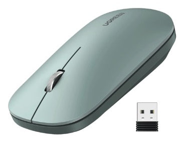 Mouse inalámbrico 2.4 GHz | Ultra Delgado y Silencioso | DPI 1000/1600/2000/4000 (Ajustable)  | Alcance 10m | Scroll de Aluminio | Adaptable a diferentes superficies | Diseño suave al tacto | Contiene Receptor USB | Color Verde