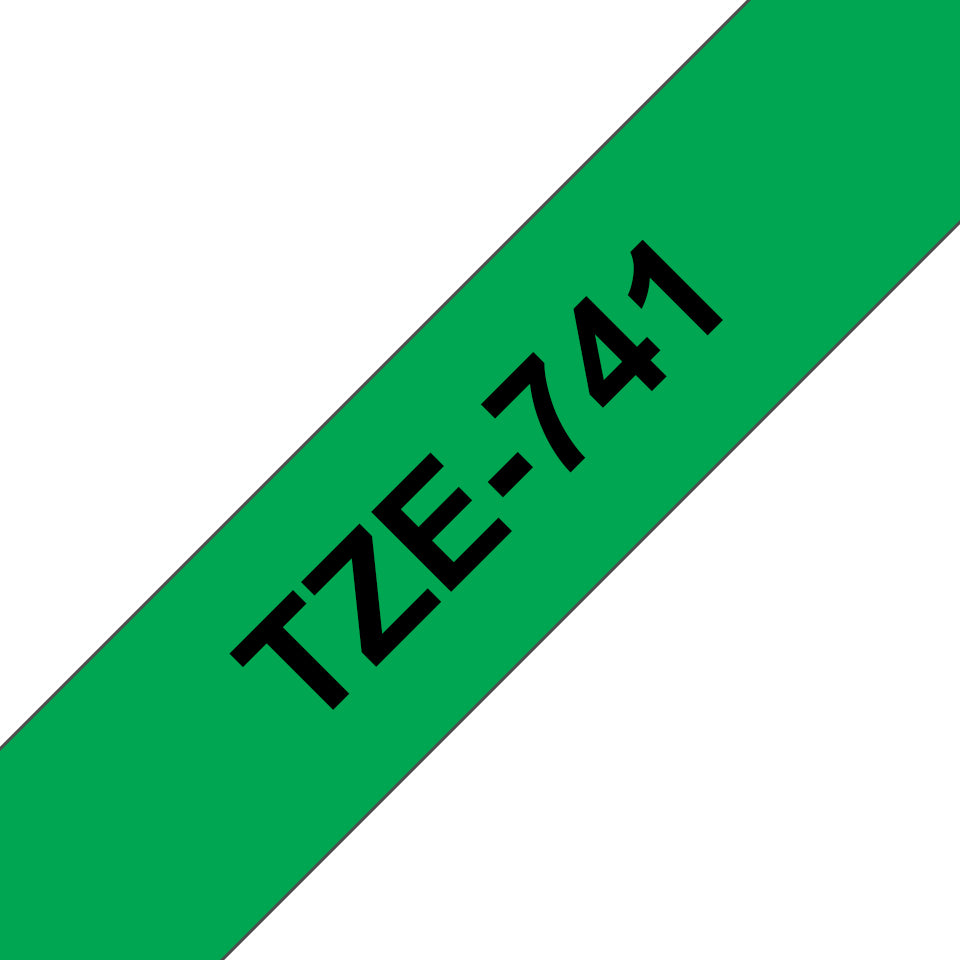 Cinta Brother TZE741 Laminada Negro Sobre Fondo Verde 18mmx8m PT300/310B/330/530