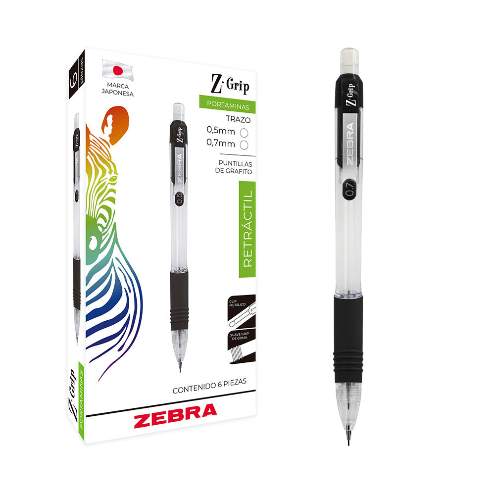 Zebra Z-Grip Retractable Pen 0.7mm Black Color Pk/6