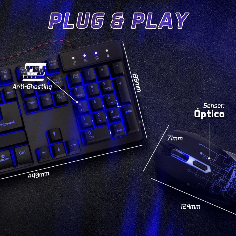 Vorago KM-500 teclado Ratón incluido Universal USB Español Negro