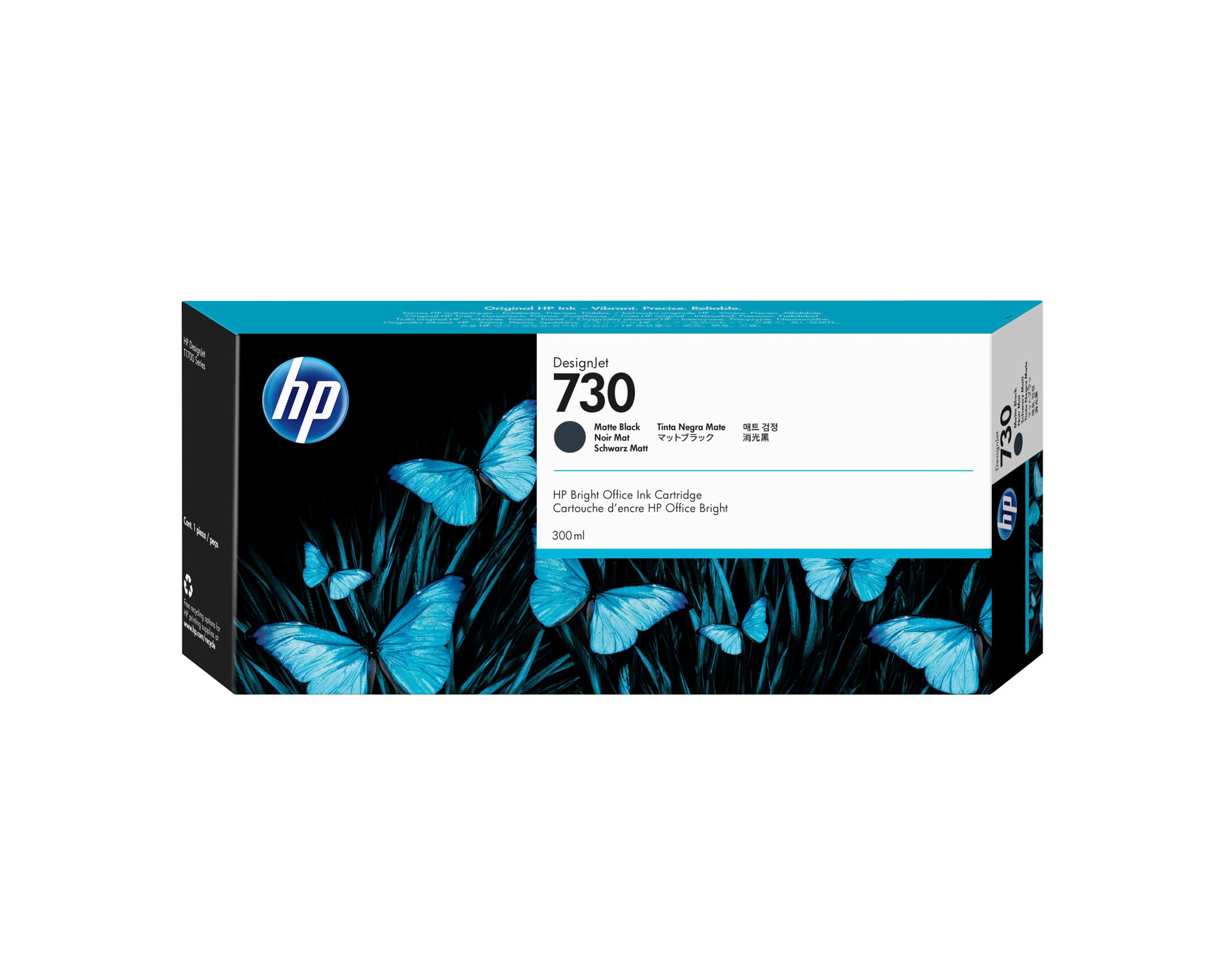 HP Cartucho de tinta DesignJet 730 de 300 ml, negra mate