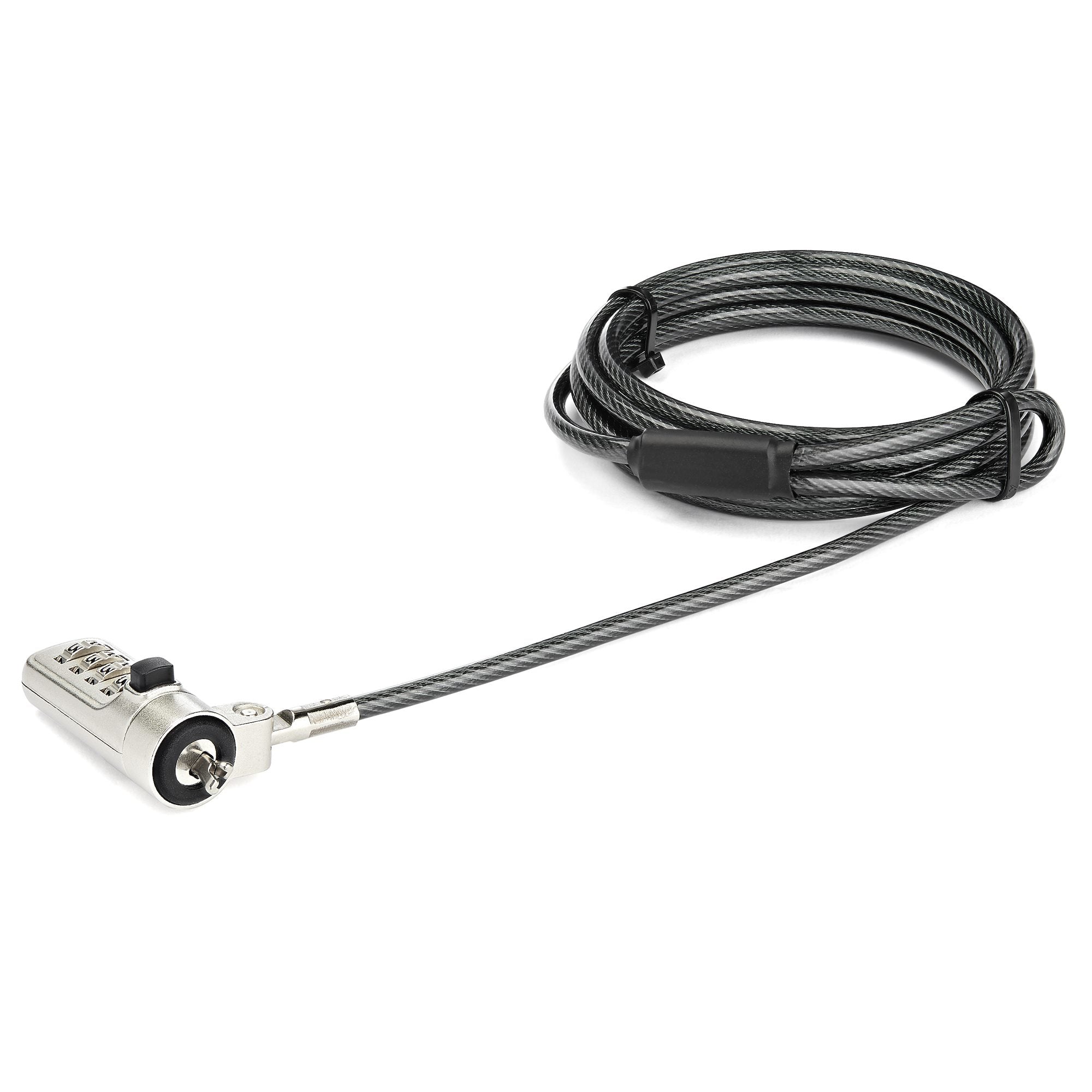 CANDADO DE SEGURIDAD PARA LAPTOP SEGURO COMBINACION DE 4 DIGITOS PARA DISPOSITIVOS CON WEDGE DE 2M - DE ACERO REVESTIDO EN VINILO - STARTECH.COM MOD. LTLOCKNBL
