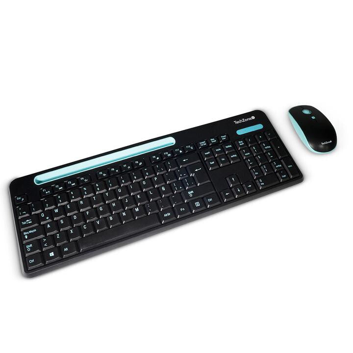 TechZone TZ20COMB02-INA teclado Ratón incluido Universal RF inalámbrico QWERTY Negro, Azul