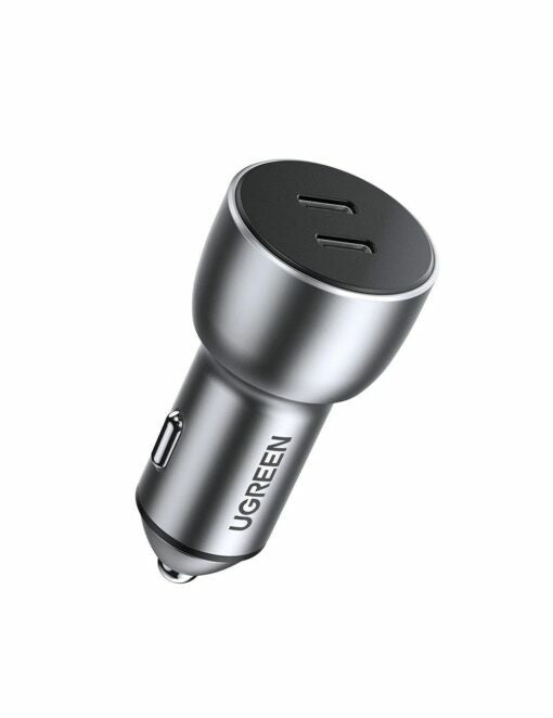 Cargador de Auto de 40W / 2 Puertos USB-C / 20 Watts por Puerto / Compatible con Vehículos de 12 y 24 VCD / Chip Inteligente / Diseño Compacto / Multi protección / Aleación de Aluminio