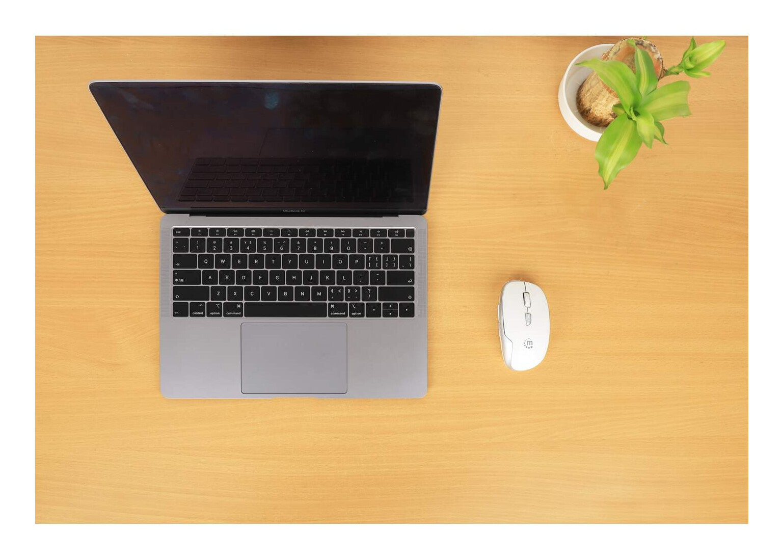 Manhattan Nanorreceptor USB-A, seis botones con rueda de desplazamiento, 800/1200/1600 ppp, contorno agradable para la muñeca, blanco