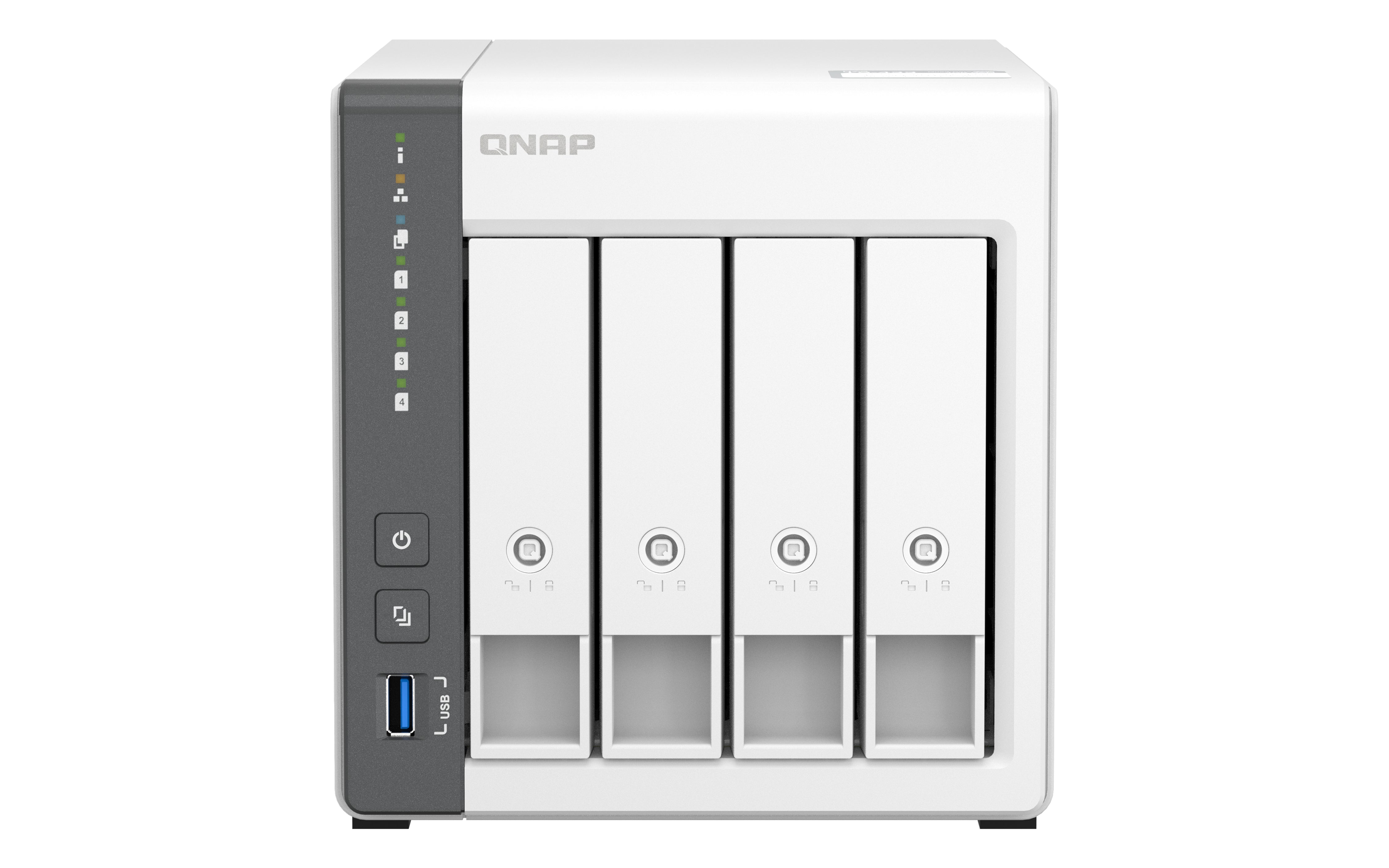 QNAP NAS Storage Unit ARM Cortex A55 Quad Core 2.0GHz CPU 4GB RAM RJ45 2.5GbE 4-Bay 3.5 up to 22TB Linux O/S