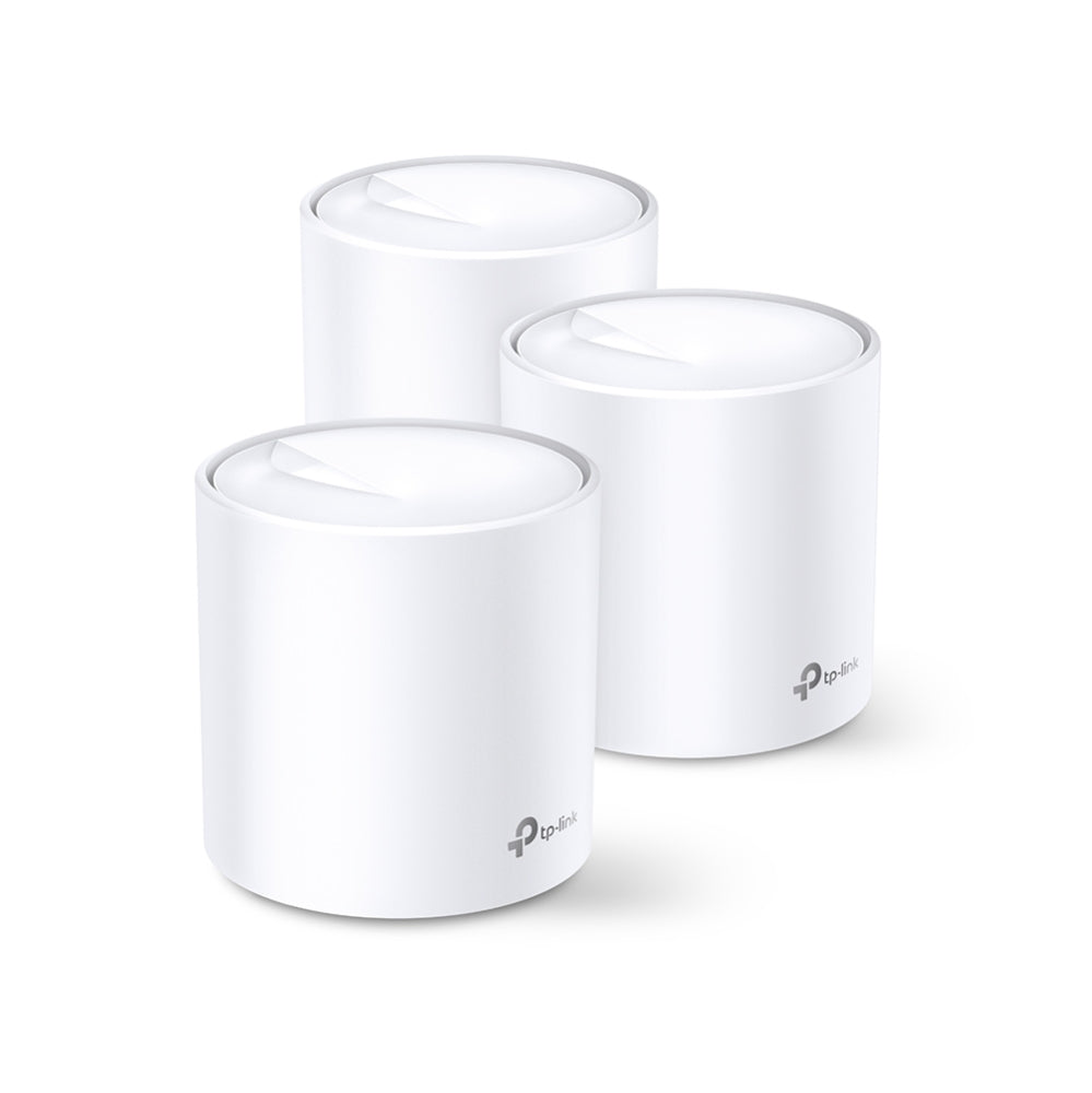 Kit 3 Routers Inalámbricos MESH Interior para Hogar / Doble Banda Wi-Fi 6 AX1800 Mbps / 2 Puerto Gigabit WAN/LAN / 2 Antenas Internas / Administración Mediante la App Deco (iOS, Android) / Protección HomeShield