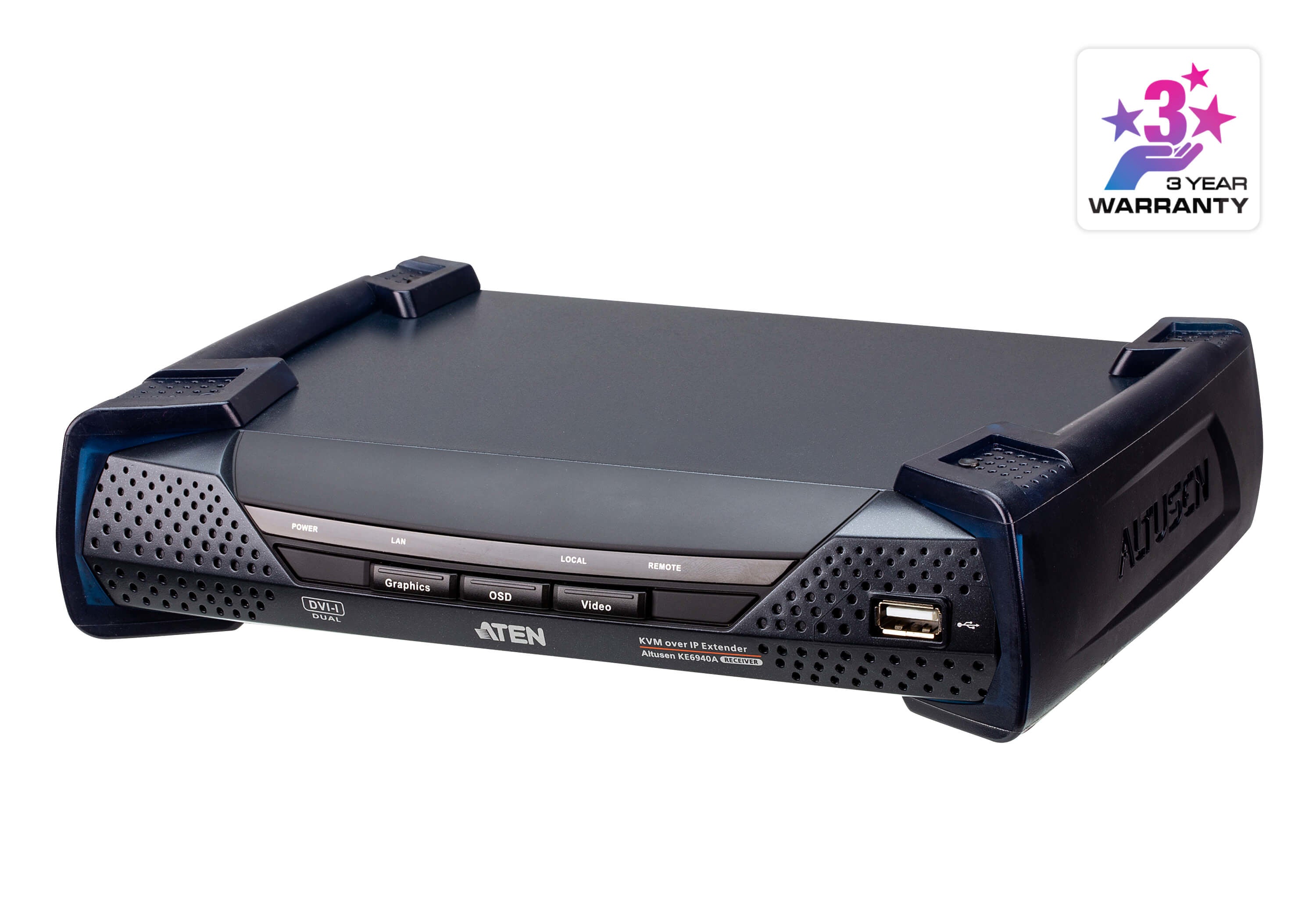 Receptor KVM IP | Dual Display USB | Baja Latencia | 1920 x 1200 60Hz | RS232