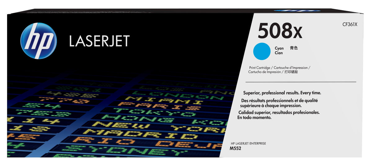 HP Cartucho de tóner original LaserJet 508X de alta capacidad cian