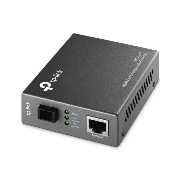 Convertidor Fibra Óptica WDM Monomodo / 1 puerto RJ45 10/100 Mbps / 1 puerto SC/UPC 100 Mbps /  Hasta 20 Km / Para su Funcionamiento Requiere el Modelo MC112CS / Plug and Play