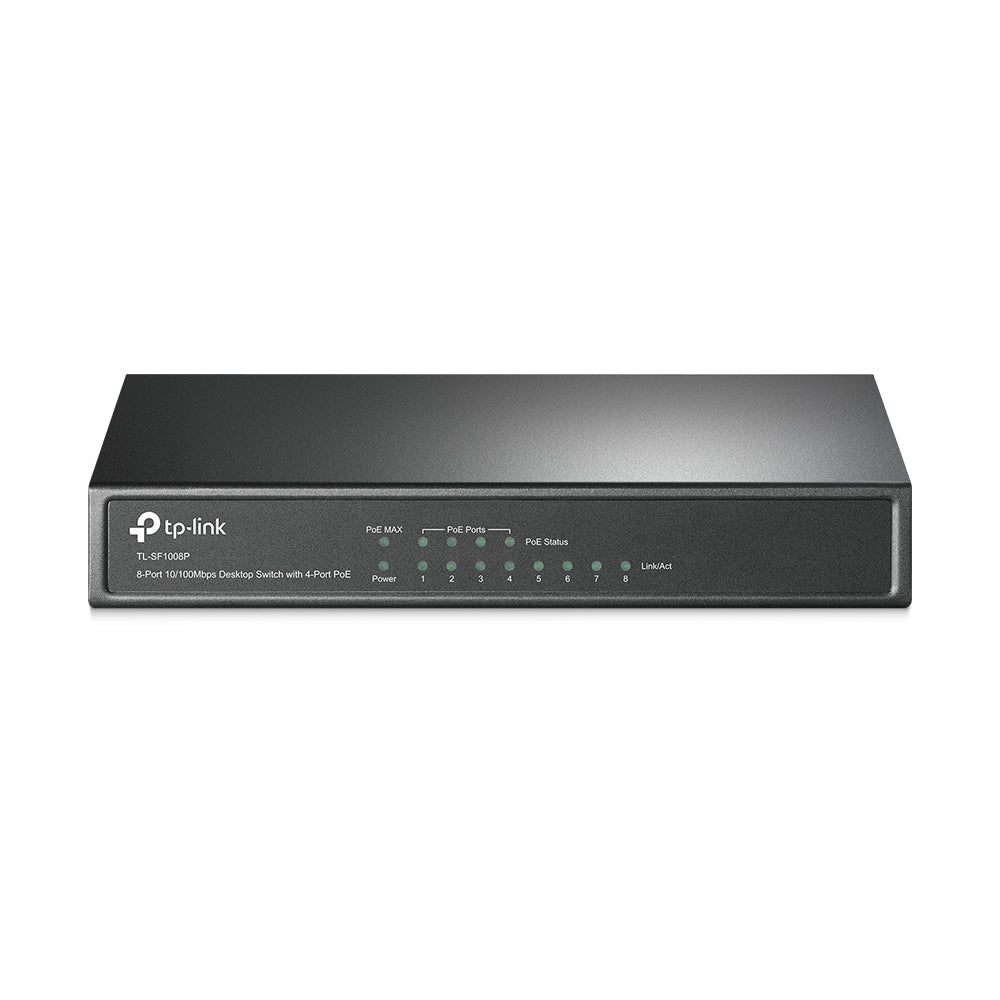 Switch PoE+ No Administrable / De Escritorio 8 puertos 10/100 Mbps / 4 puertos PoE af/at Inteligente / Presupuesto 66 W / Hasta 250 metros