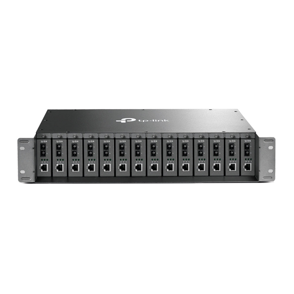 Chasis para Montaje en Rack de 14 bahías / Soporta Convertidores de Fibra Óptica TP-Link /  Compatibles (MC111CS, MC112CS, MC220L, MC110CS, MC100CM, MC210CS, MC200CM) / Plug and Play