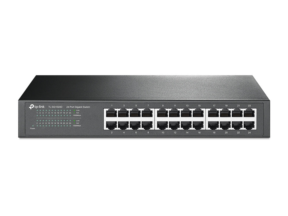 Switch TP-Link 24-Port Gigabit Switch 24× Gigabit RJ45 Ports 1U 13-inch Rack-mountable Steel Case Plug and Play